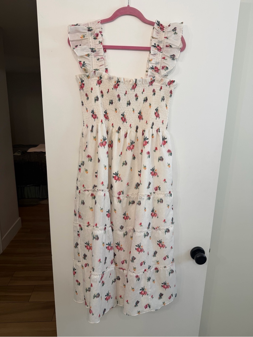 Hill House Home Cream Floral Sundress with Ruffle Straps - Picture 2 of 4